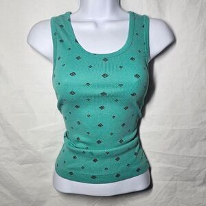 Vintage 90s y2k green patterned tank top